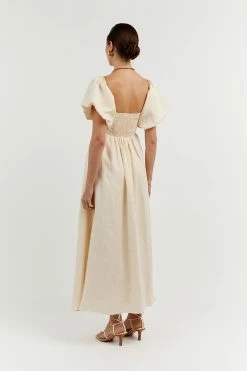 DISSH MONTY BUTTER LINEN MIDI DRESS -DISSH all-clothing Shop DFS11353BUT.195 3