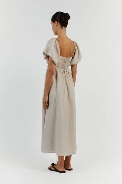 DISSH MONTY NATURAL LINEN MIDI DRESS -DISSH all-clothing Shop DFS11353NAT.150 13