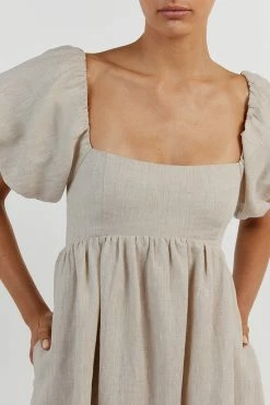 DISSH MONTY NATURAL LINEN MIDI DRESS -DISSH all-clothing Shop DFS11353NAT.150 14