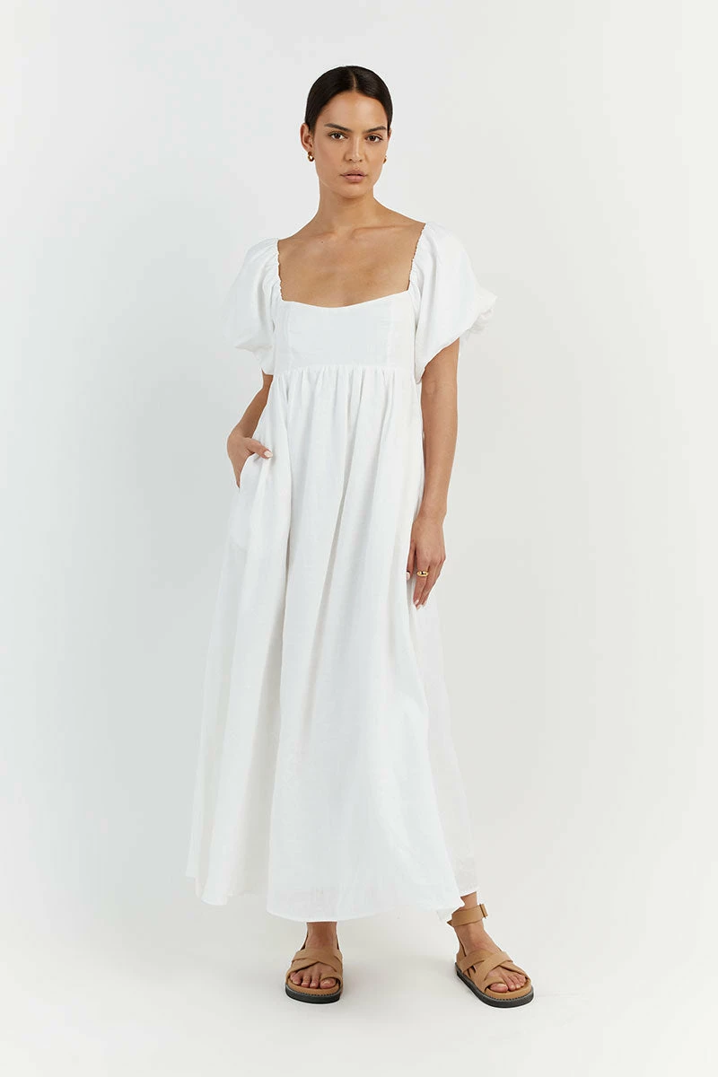 DISSH MONTY WHITE LINEN MIDI DRESS 2 DISSH MONTY WHITE LINEN MIDI DRESS - Image 2