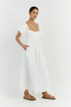 DISSH MONTY WHITE LINEN MIDI DRESS 7 DISSH MONTY WHITE LINEN MIDI DRESS -DISSH all-clothing Shop DFS11353WE.100 2 1e7421dd cf2c 445e 94cc a1c1a139ce3b