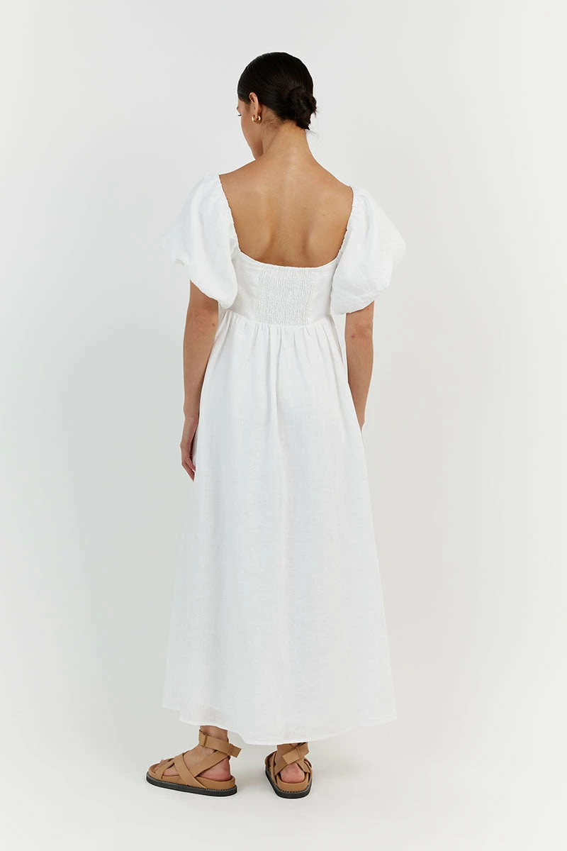 DISSH MONTY WHITE LINEN MIDI DRESS 4 DISSH MONTY WHITE LINEN MIDI DRESS - Image 4