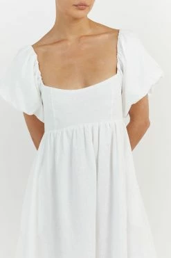 DISSH MONTY WHITE LINEN MIDI DRESS 9 DISSH MONTY WHITE LINEN MIDI DRESS -DISSH all-clothing Shop DFS11353WE.100 4 1f2d6700 9162 4ac5 99c0 ddf3f3c05c2b