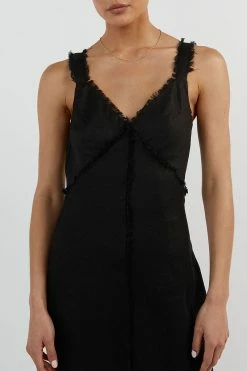 DISSH GEORGIE BLACK LINEN MIDI DRESS 9 DISSH GEORGIE BLACK LINEN MIDI DRESS -DISSH all-clothing Shop DFS11383BK.600 4
