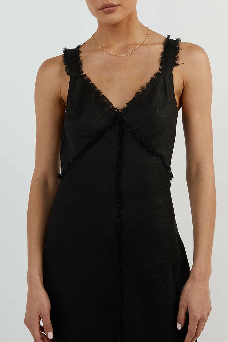 DISSH GEORGIE BLACK LINEN MIDI DRESS 5 DISSH GEORGIE BLACK LINEN MIDI DRESS - Image 5