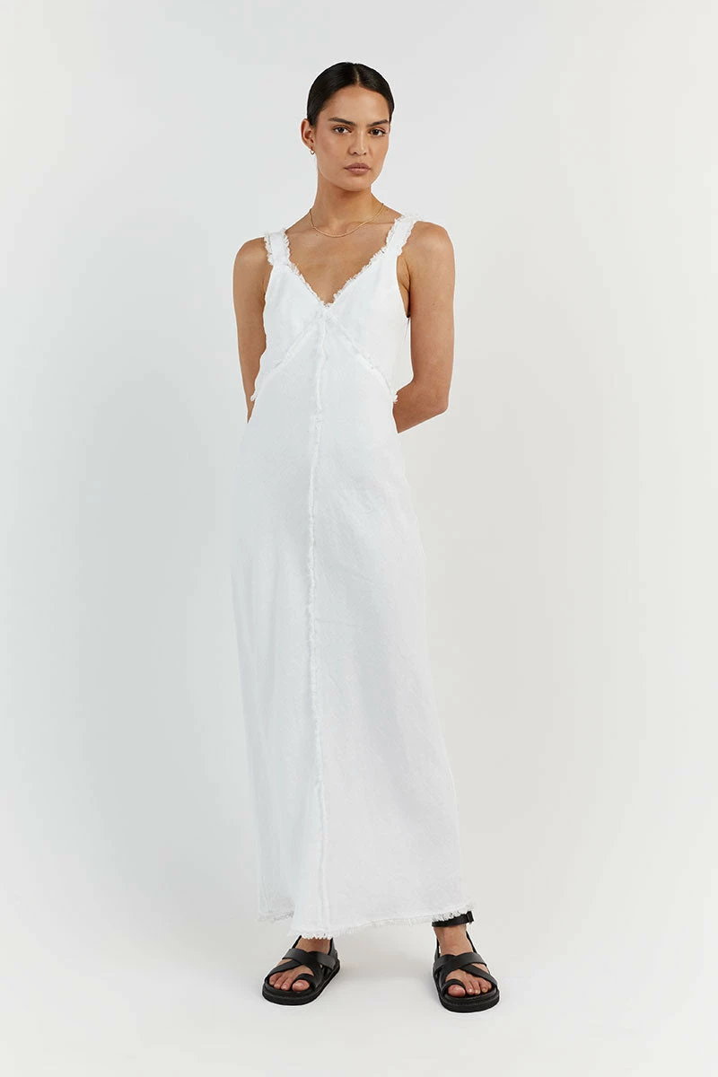 DISSH GEORGIE WHITE LINEN MIDI DRESS 2 DISSH GEORGIE WHITE LINEN MIDI DRESS - Image 2