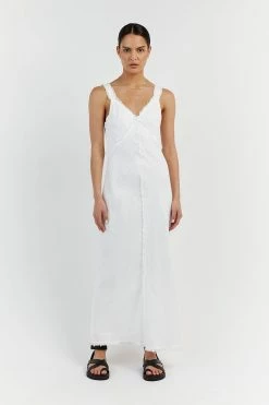 DISSH GEORGIE WHITE LINEN MIDI DRESS