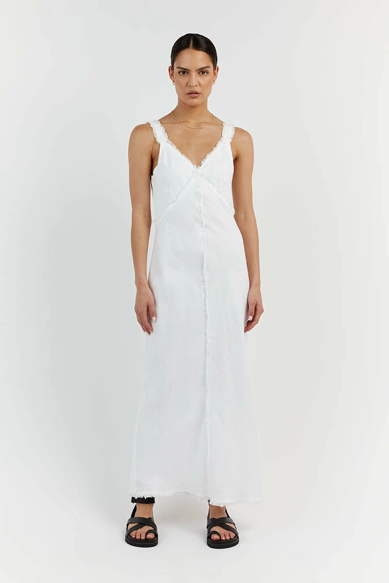 DISSH GEORGIE WHITE LINEN MIDI DRESS 1 DISSH GEORGIE WHITE LINEN MIDI DRESS