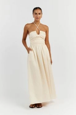 DISSH IZZY BUTTER LINEN MIDI DRESS