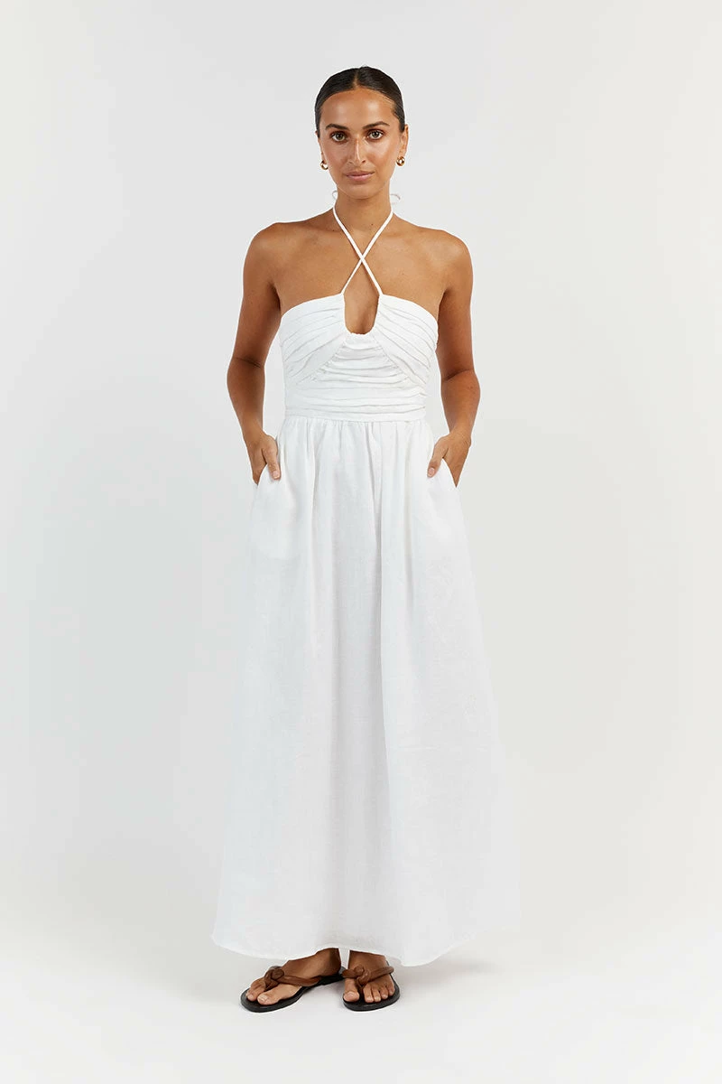 DISSH IZZY WHITE TWISTED LINEN MIDI DRESS 2 DISSH IZZY WHITE TWISTED LINEN MIDI DRESS - Image 2