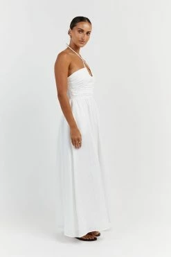 DISSH IZZY WHITE TWISTED LINEN MIDI DRESS 7 DISSH IZZY WHITE TWISTED LINEN MIDI DRESS -DISSH all-clothing Shop DFS11402WE.100 2