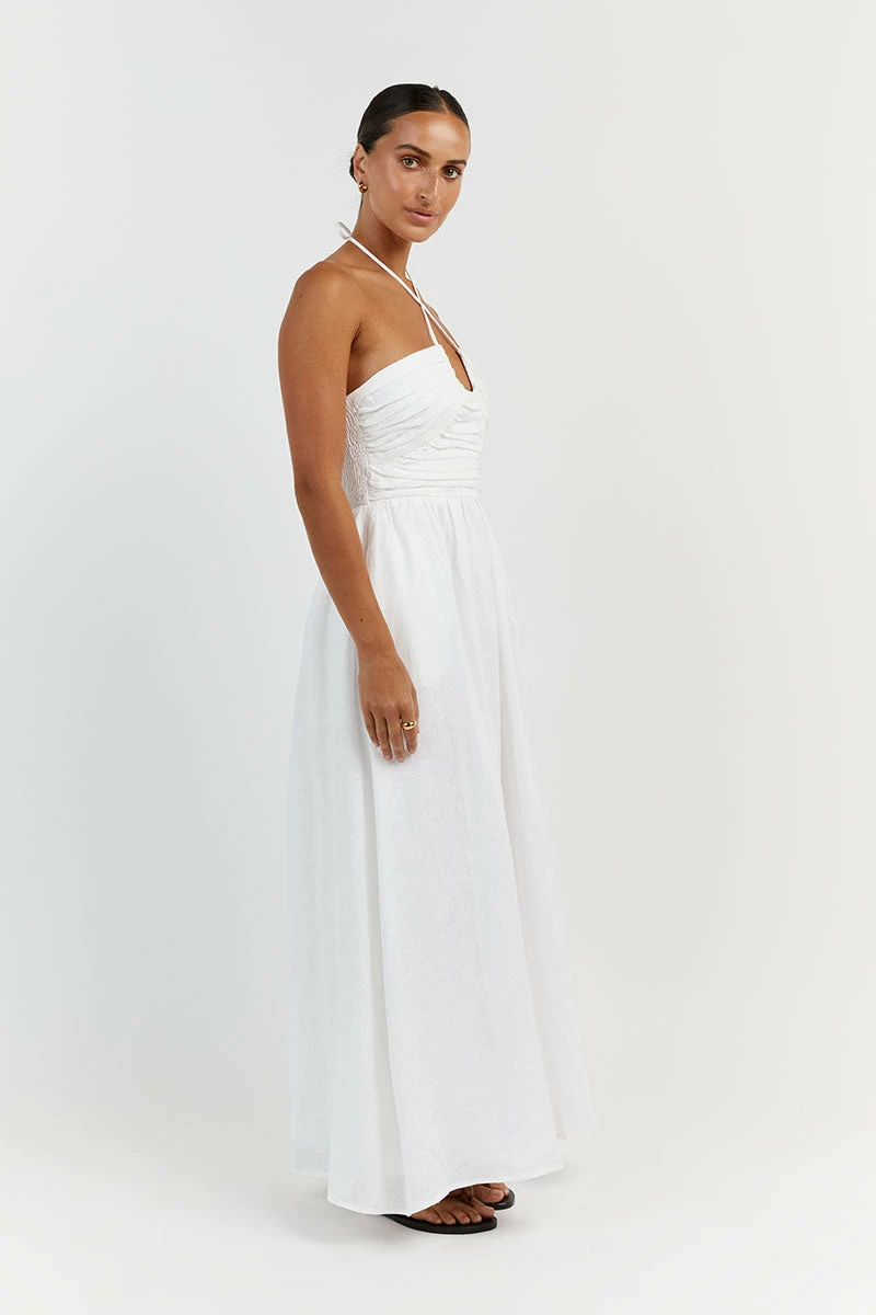 DISSH IZZY WHITE TWISTED LINEN MIDI DRESS 3 DISSH IZZY WHITE TWISTED LINEN MIDI DRESS - Image 3