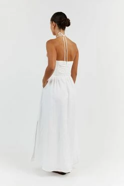 DISSH IZZY WHITE TWISTED LINEN MIDI DRESS 8 DISSH IZZY WHITE TWISTED LINEN MIDI DRESS -DISSH all-clothing Shop DFS11402WE.100 3