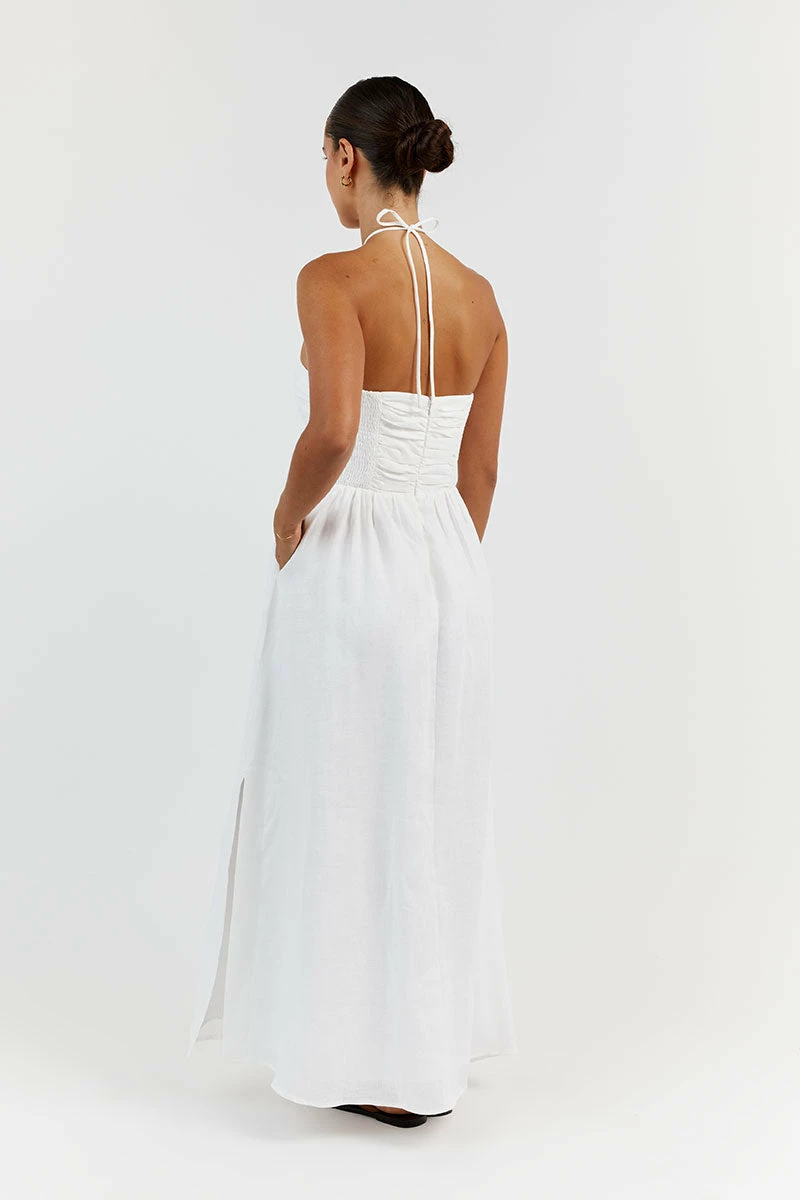 DISSH IZZY WHITE TWISTED LINEN MIDI DRESS 4 DISSH IZZY WHITE TWISTED LINEN MIDI DRESS - Image 4