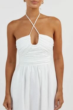 DISSH IZZY WHITE TWISTED LINEN MIDI DRESS 9 DISSH IZZY WHITE TWISTED LINEN MIDI DRESS -DISSH all-clothing Shop DFS11402WE.100 4
