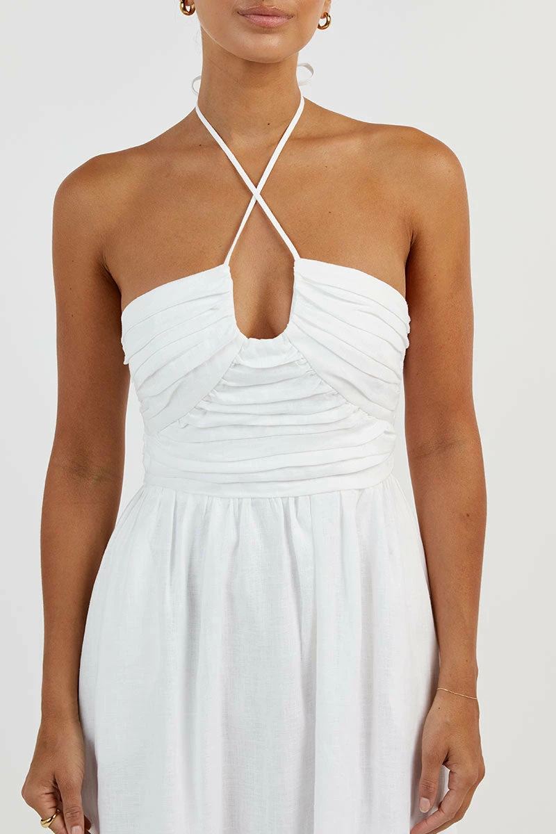 DISSH IZZY WHITE TWISTED LINEN MIDI DRESS 5 DISSH IZZY WHITE TWISTED LINEN MIDI DRESS - Image 5