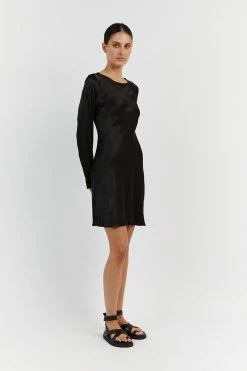 DISSH CHARLI BLACK SATIN SLIP MINI DRESS -DISSH all-clothing Shop DFS11405BK.600 2