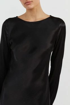 DISSH CHARLI BLACK SATIN SLIP MINI DRESS -DISSH all-clothing Shop DFS11405BK.600 4