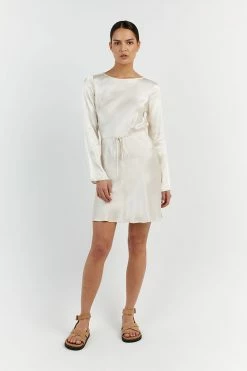 DISSH CHARLI PEARL SATIN SLIP MINI DRESS