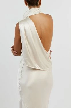 DISSH AISLE PEARL SATIN BACKLESS MIDI DRESS 10 DISSH AISLE PEARL SATIN BACKLESS MIDI DRESS -DISSH all-clothing Shop DFS11410PER.197 4