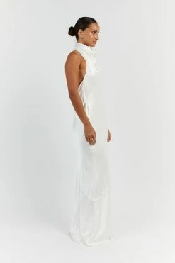 DISSH AISLE WHITE SATIN BACKLESS MIDI DRESS -DISSH all-clothing Shop DFS11410WE.100 12