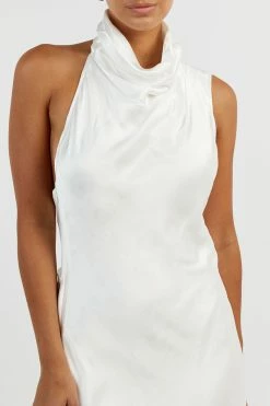 DISSH AISLE WHITE SATIN BACKLESS MIDI DRESS -DISSH all-clothing Shop DFS11410WE.100 14