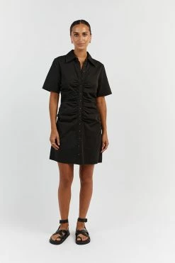 DISSH ALLISON BLACK COTTON MINI DRESS