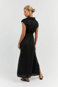 DISSH FLOW BLACK LINEN MIDI DRESS 8 DISSH FLOW BLACK LINEN MIDI DRESS -DISSH all-clothing Shop DFS11413BK.600 13