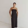 DISSH KAI BLACK STRAPLESS MIDI DRESS