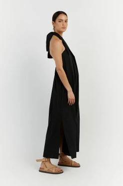 DISSH OLIVIA BLACK COTTON MIDI DRESS -DISSH all-clothing Shop DFS11432BK.600 12