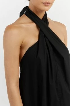 DISSH OLIVIA BLACK COTTON MIDI DRESS -DISSH all-clothing Shop DFS11432BK.600 14