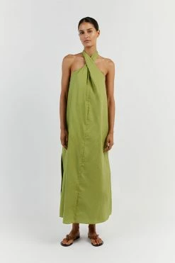 DISSH OLIVIA LIME COTTON MIDI DRESS 9 DISSH OLIVIA LIME COTTON MIDI DRESS -DISSH all-clothing Shop DFS11432LIM.510 10