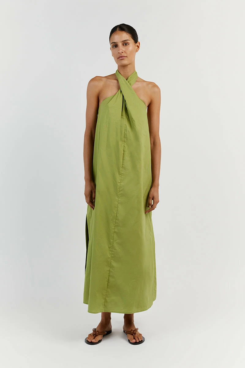 DISSH OLIVIA LIME COTTON MIDI DRESS 5 DISSH OLIVIA LIME COTTON MIDI DRESS - Image 5