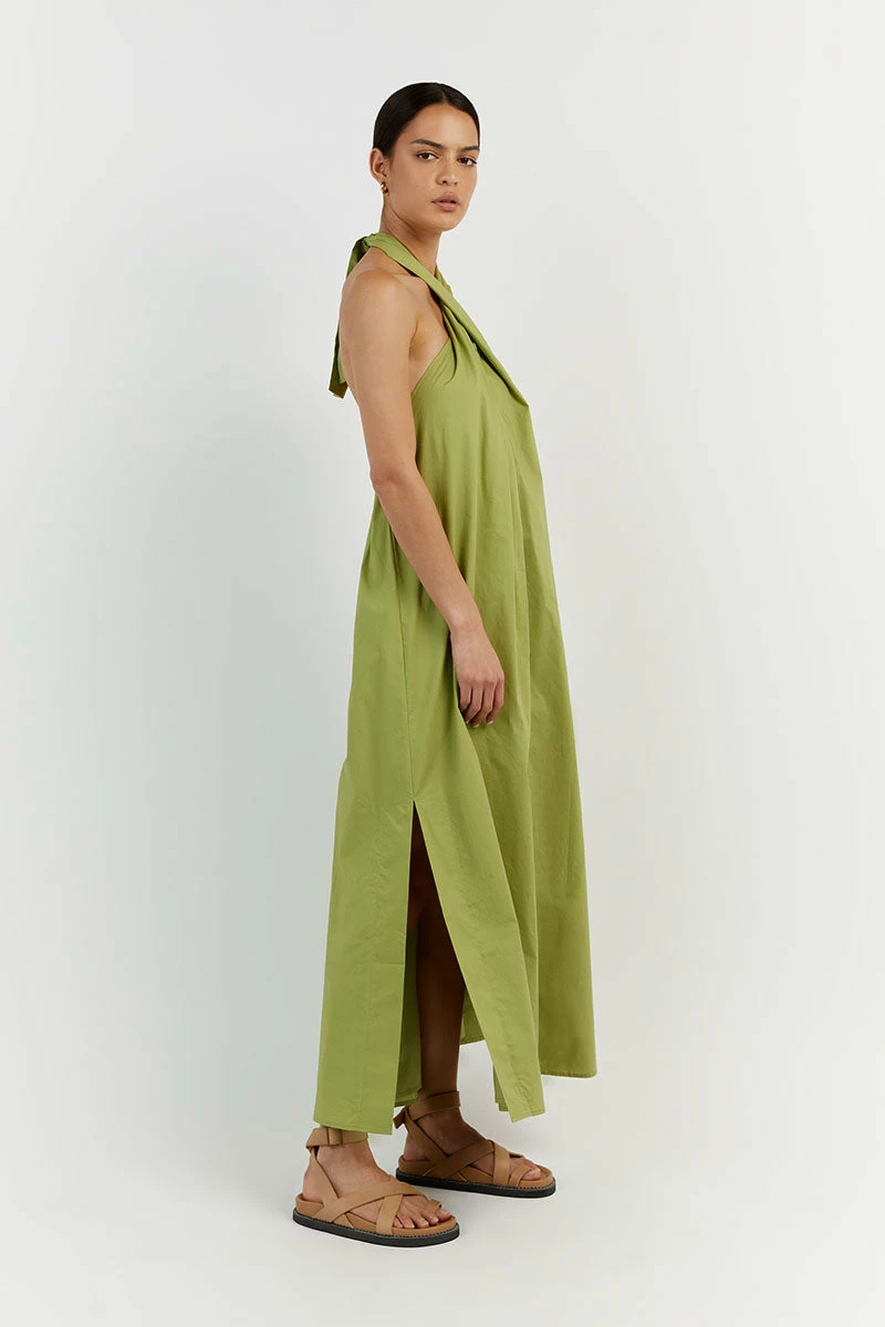 DISSH OLIVIA LIME COTTON MIDI DRESS 2 DISSH OLIVIA LIME COTTON MIDI DRESS - Image 2