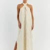 DISSH STACEY WHEAT STRIPE LINEN DRESS