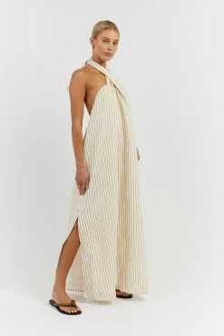 DISSH STACEY WHEAT STRIPE LINEN DRESS 7 DISSH STACEY WHEAT STRIPE LINEN DRESS -DISSH all-clothing Shop DFS11432WWHE.190 12