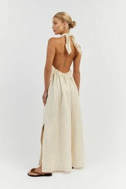 DISSH STACEY WHEAT STRIPE LINEN DRESS 8 DISSH STACEY WHEAT STRIPE LINEN DRESS -DISSH all-clothing Shop DFS11432WWHE.190 13