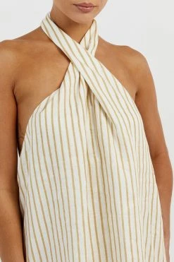 DISSH STACEY WHEAT STRIPE LINEN DRESS 9 DISSH STACEY WHEAT STRIPE LINEN DRESS -DISSH all-clothing Shop DFS11432WWHE.190 14