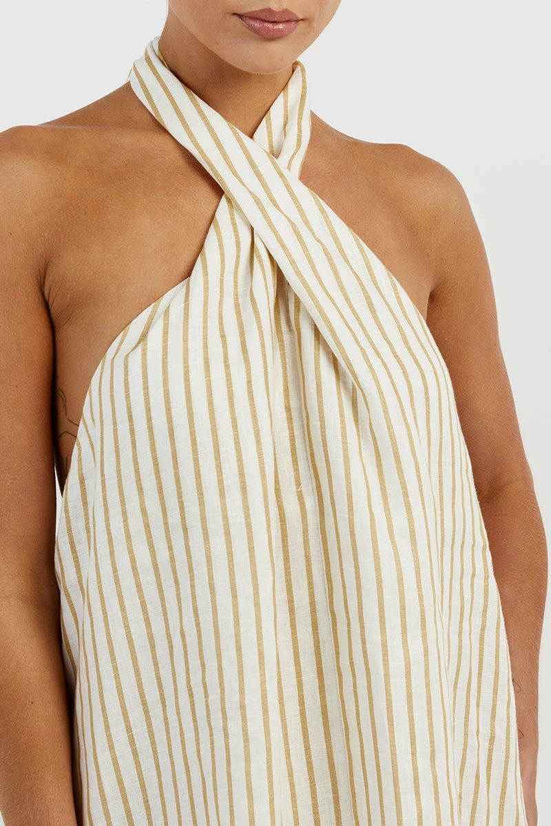 DISSH STACEY WHEAT STRIPE LINEN DRESS 5 DISSH STACEY WHEAT STRIPE LINEN DRESS - Image 5