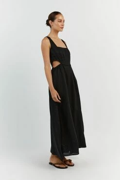 DISSH JOEY BLACK LINEN CORSET MIDI DRESS 7 DISSH JOEY BLACK LINEN CORSET MIDI DRESS -DISSH all-clothing Shop DFS11434BK.600 12