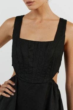 DISSH JOEY BLACK LINEN CORSET MIDI DRESS 8 DISSH JOEY BLACK LINEN CORSET MIDI DRESS -DISSH all-clothing Shop DFS11434BK.600 13