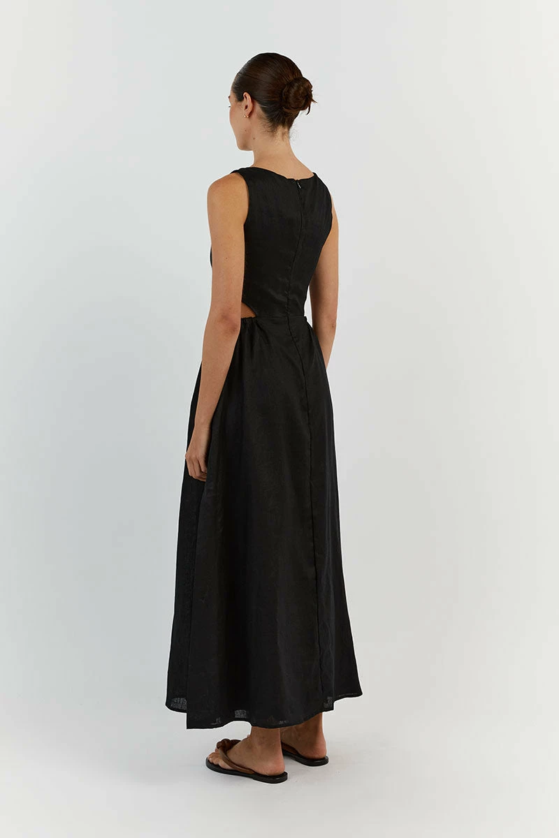 DISSH JOEY BLACK LINEN CORSET MIDI DRESS 5 DISSH JOEY BLACK LINEN CORSET MIDI DRESS - Image 5