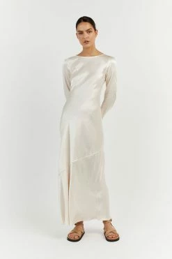 DISSH CHARLI PEARL SATIN MIDI DRESS