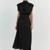 DISSH ALESSI BLACK LINEN MIDI DRESS