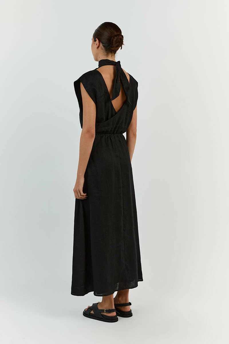 DISSH ALESSI BLACK LINEN MIDI DRESS 4 DISSH ALESSI BLACK LINEN MIDI DRESS - Image 4