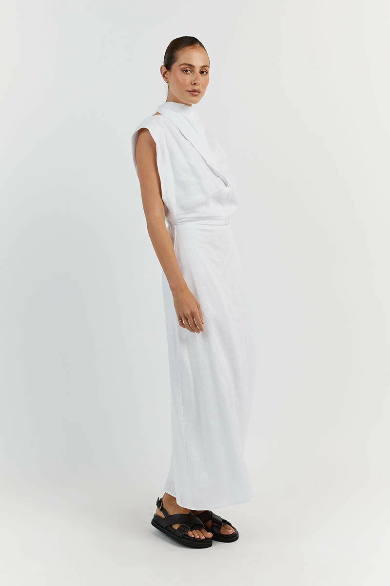 DISSH ALESSI WHITE LINEN MIDI DRESS 2 DISSH ALESSI WHITE LINEN MIDI DRESS - Image 2
