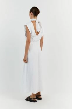 DISSH ALESSI WHITE LINEN MIDI DRESS 8 DISSH ALESSI WHITE LINEN MIDI DRESS -DISSH all-clothing Shop DFS11444WE.100 13