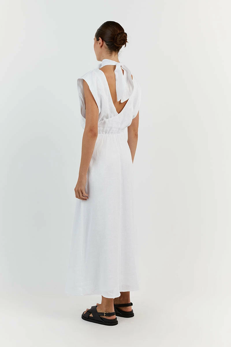 DISSH ALESSI WHITE LINEN MIDI DRESS 4 DISSH ALESSI WHITE LINEN MIDI DRESS - Image 4