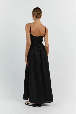 DISSH HARPER BLACK LINEN MIDI DRESS 11 DISSH HARPER BLACK LINEN MIDI DRESS -DISSH all-clothing Shop DFS11445BK.600 14