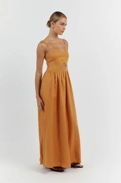 DISSH HARPER MARIGOLD LINEN MIDI DRESS 7 DISSH HARPER MARIGOLD LINEN MIDI DRESS -DISSH all-clothing Shop DFS11445MAR.253 12